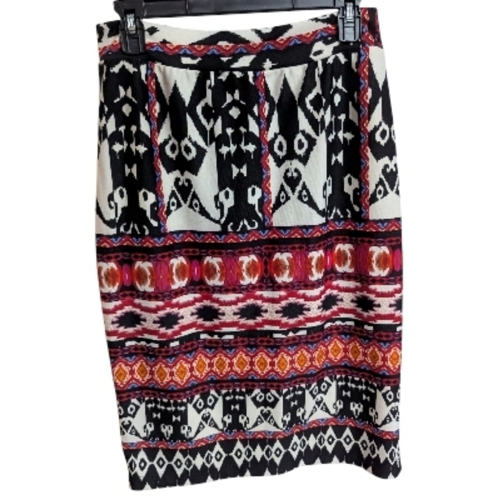 Renee c. Pencil Skirt Sz Large Stretch Aztec Boho Women's W-493